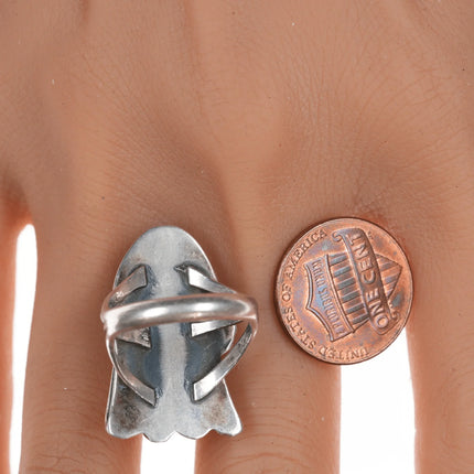 sz6.25 Vintage Navajo silver and turquoise claw form ring - Estate Fresh Austin