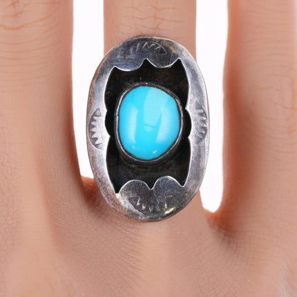 sz6.25 Vintage Navajo Sterling Shadowbox turquoise ring - Estate Fresh Austin