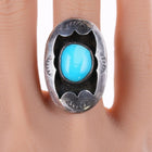 sz6.25 Vintage Navajo Sterling Shadowbox turquoise ring - Estate Fresh Austin