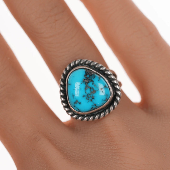 sz6.25 Vintage Sterling and turquoise Triangular Native American ring - Estate Fresh Austin