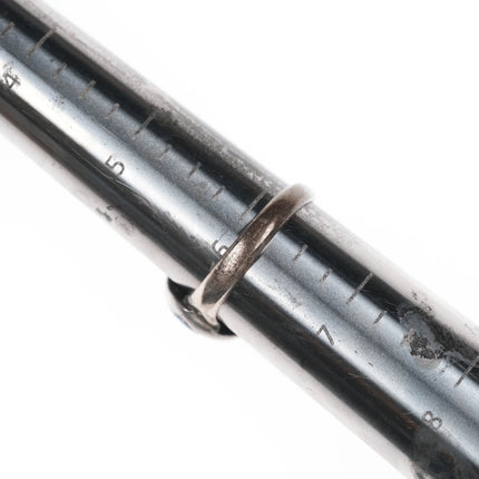 sz6.25 Vintage Zuni fishscale turquoise channel inlay silver ring - Estate Fresh Austin