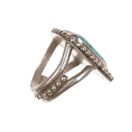 sz6.5 50's-60's Vintage Native American sterling ring with triangle turquoise - Estate Fresh Austin