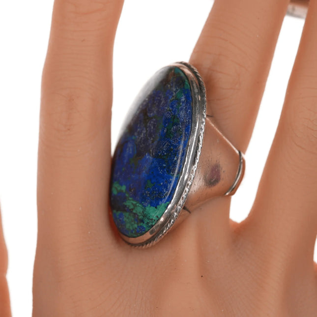 sz6.5-7 Oversized Vintage Azurite sterling ring - Estate Fresh Austin