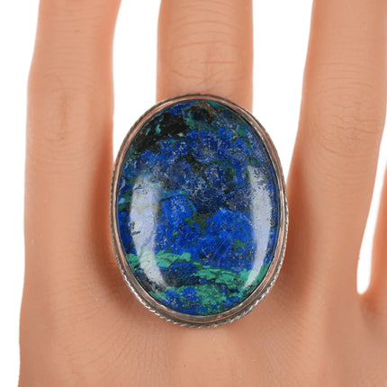sz6.5-7 Oversized Vintage Azurite sterling ring - Estate Fresh Austin