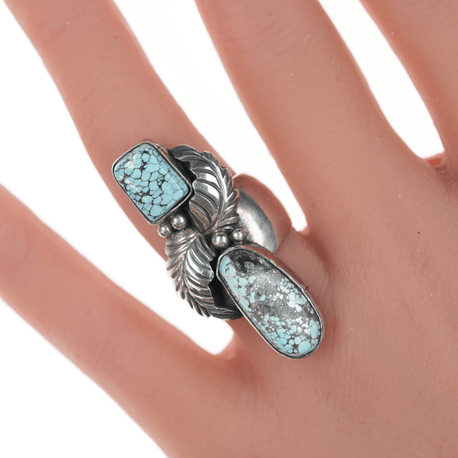 sz6.5 Adjustable S Dickens Native American sterling and turquoise ring - Estate Fresh Austin