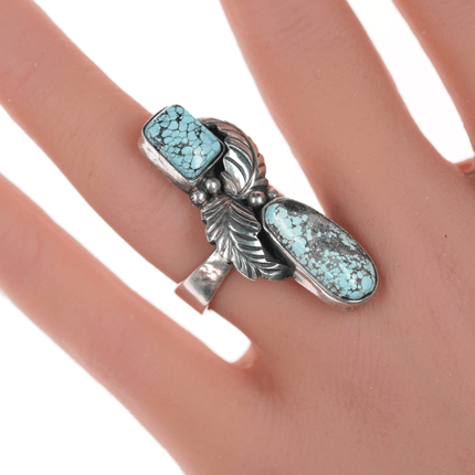 sz6.5 Adjustable S Dickens Native American sterling and turquoise ring - Estate Fresh Austin