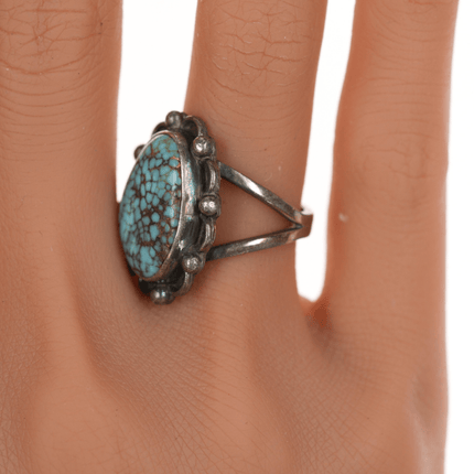 sz6.5 c1970's Bobby Etsitty Navajo Silver high grade turquoise ring - Estate Fresh Austin