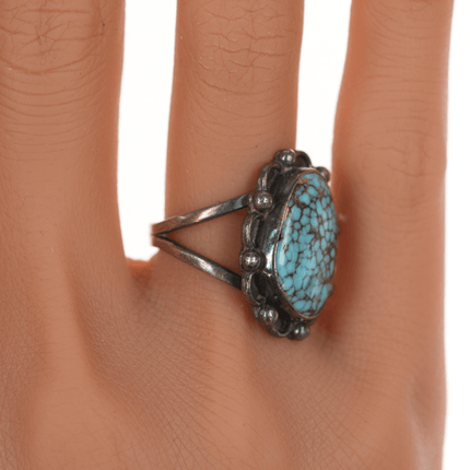 sz6.5 c1970's Bobby Etsitty Navajo Silver high grade turquoise ring - Estate Fresh Austin