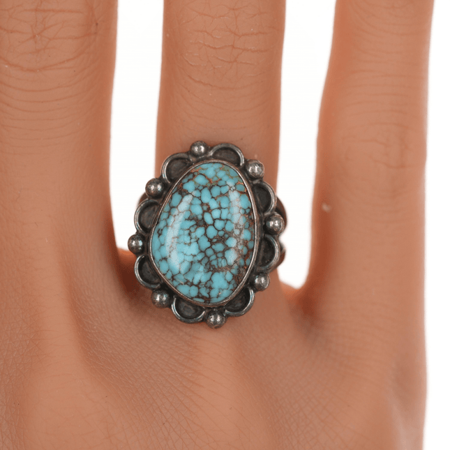 sz6.5 c1970's Bobby Etsitty Navajo Silver high grade turquoise ring - Estate Fresh Austin