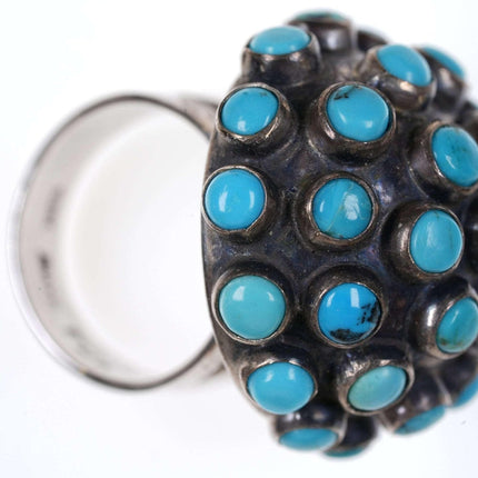 sz6.5 Davíd ínez San Miguel Sterling/Turquoise Modernist snake eye ring - Estate Fresh Austin