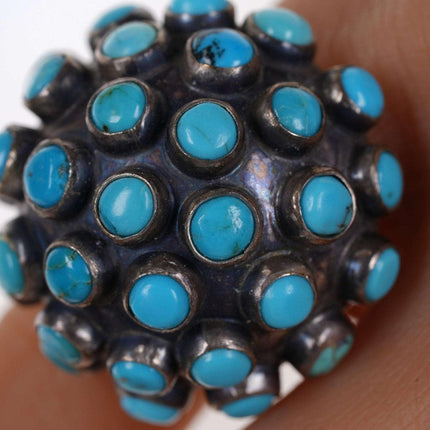 sz6.5 Davíd ínez San Miguel Sterling/Turquoise Modernist snake eye ring - Estate Fresh Austin