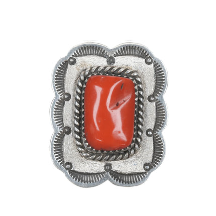 SZ6.5 Henry Sam Navajo sterling Mediterranean coral ring - Estate Fresh Austin