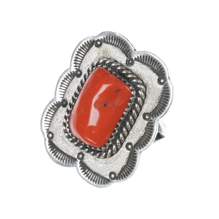 SZ6.5 Henry Sam Navajo sterling Mediterranean coral ring - Estate Fresh Austin