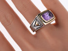 sz6.5 John Atencio 18k/Sterling and Amethyst Golden Gate Horizontal ring - Estate Fresh Austin