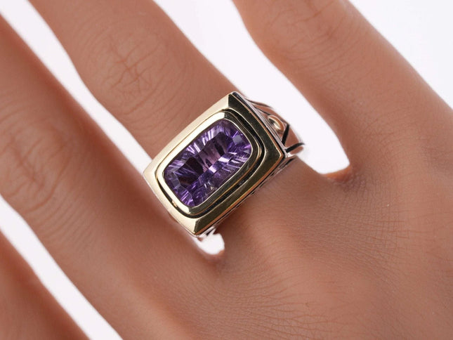 sz6.5 John Atencio 18k/Sterling and Amethyst Golden Gate Horizontal ring - Estate Fresh Austin