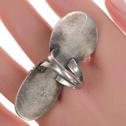 sz6.5 Large Vintage Spiderweb turquoise Navajo silver ring - Estate Fresh Austin