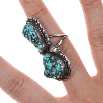 sz6.5 M Begay Navajo sterling and double turquoise ring - Estate Fresh Austin