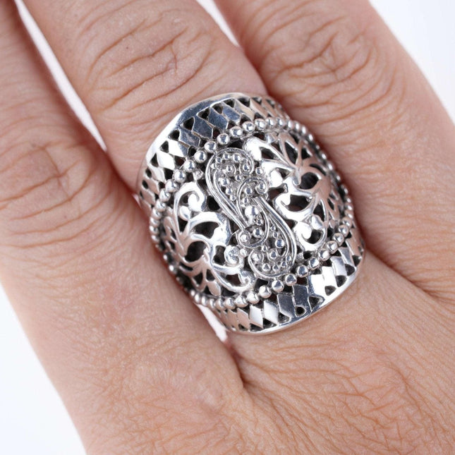 sz6.5 Sarda sterling filigree ring - Estate Fresh Austin