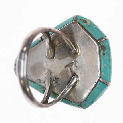 sz6.5 T Native American sterling turquoise inlay/Kingman nugget ring - Estate Fresh Austin