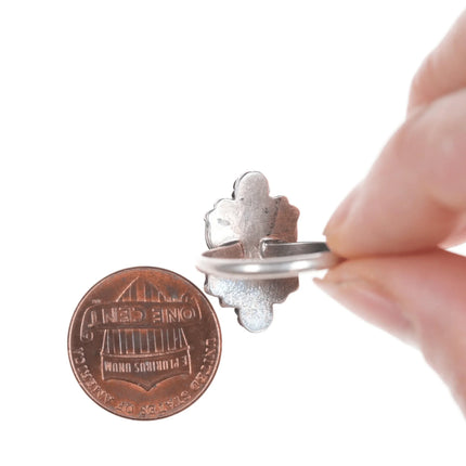 sz6.5 Vintage Native American silver and green turquoise ring - Estate Fresh Austin