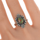 sz6.5 Vintage Native American silver and green turquoise ring - Estate Fresh Austin