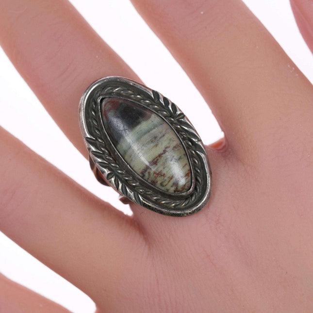 sz6.5 Vintage Navajo Silver and Jasper ring - Estate Fresh Austin