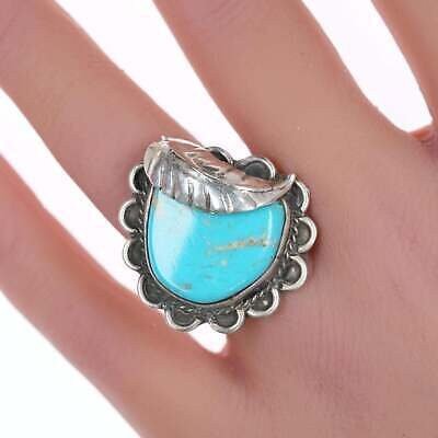 sz6.5 Vintage Navajo silver and turquoise ring e - Estate Fresh Austin