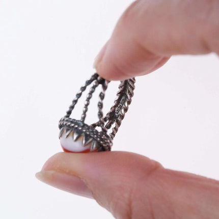 sz6.5 Vintage Sterling and agate ring - Estate Fresh Austin