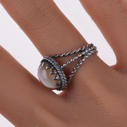 sz6.5 Vintage Sterling and agate ring - Estate Fresh Austin