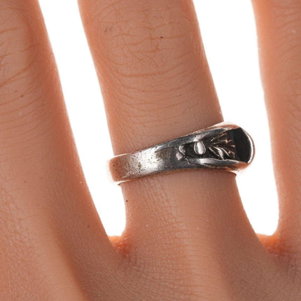 sz6.5 Vintage Zuni Native American Sterling Multi-Stone Channel inlay ring - Estate Fresh Austin