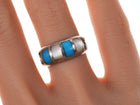 sz6.5 Vintage Zuni Native American Sterling Multi-Stone Channel inlay ring - Estate Fresh Austin