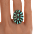 sz6.75 30's-40's Zuni cluster turquoise silver ring - Estate Fresh Austin