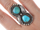sz6.75 60's Navajo Sterling turquoise leaf ring - Estate Fresh Austin
