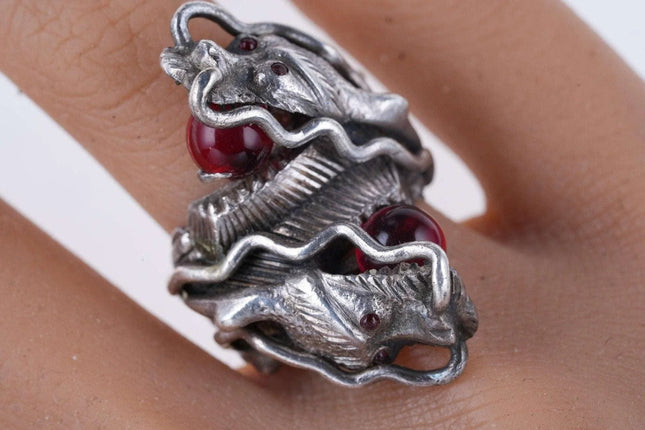 sz6.75 Antique Chinese Silver Dragon ring - Estate Fresh Austin