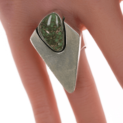 sz6.75 Delbert Vandever Navajo silver and high grade variscite ring - Estate Fresh Austin