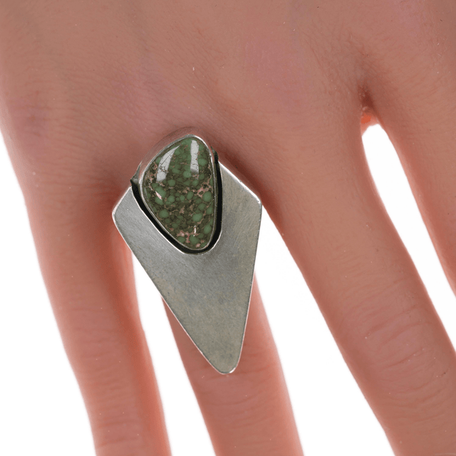 sz6.75 Delbert Vandever Navajo silver and high grade variscite ring - Estate Fresh Austin