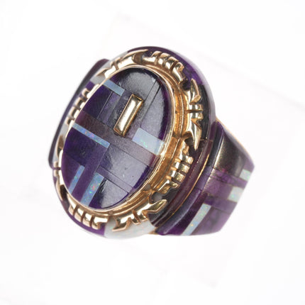 sz6.75 Herman Hoskie Navajo 14k Gold Sugilite/opal inlay ring - Estate Fresh Austin