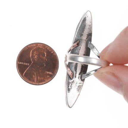 sz6.75 Long Vintage silver and turquoise pointy ring - Estate Fresh Austin