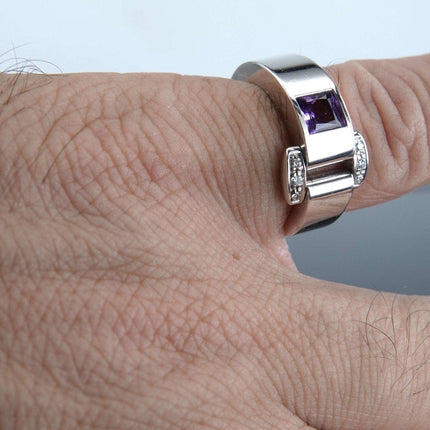 Sz6.75 Piaget 18k White Gold Diamond and Amethyst ring "Miss Protocole" - Estate Fresh Austin