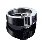 Sz6.75 Piaget 18k White Gold Diamond and Amethyst ring 