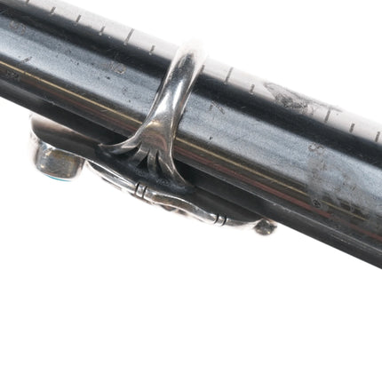 sz6.75 Roy Vandever Navajo sterling, carved shell, turquoise, and coral ring - Estate Fresh Austin