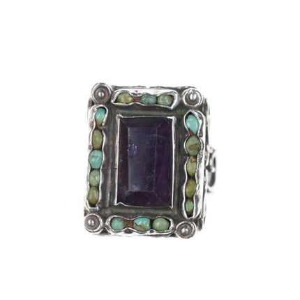 sz6.75 Vintage Matl Sterling Turquoise and Amethyst ring - Estate Fresh Austin