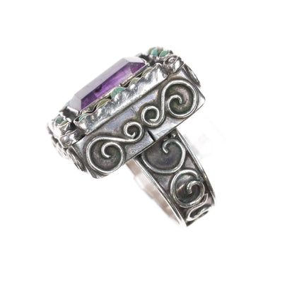 sz6.75 Vintage Matl Sterling Turquoise and Amethyst ring - Estate Fresh Austin