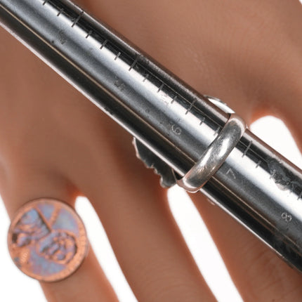 sz6.75 Vintage Native American silver and turquoise double stone ring - Estate Fresh Austin