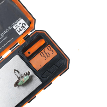 sz6.75 Vintage Navajo silver and green turquoise ring - Estate Fresh Austin