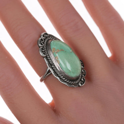sz6.75 Vintage Navajo silver and green turquoise ring - Estate Fresh Austin
