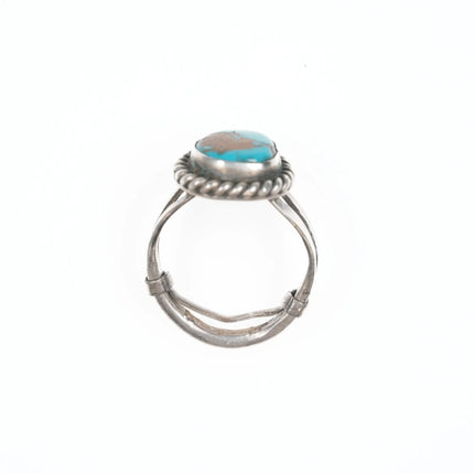 sz6.75 Vintage navajo silver and turquoise ring with rope edge - Estate Fresh Austin