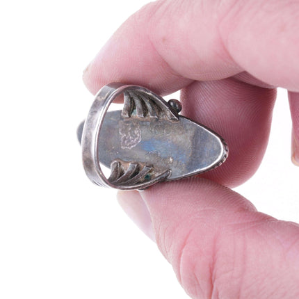 sz7 30's - 40's #8 Turquoise Native American silver ring - Estate Fresh Austin