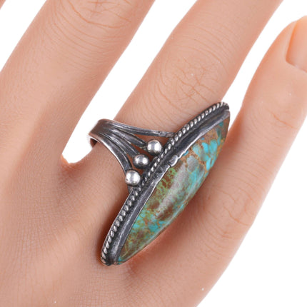 sz7 30's - 40's #8 Turquoise Native American silver ring - Estate Fresh Austin