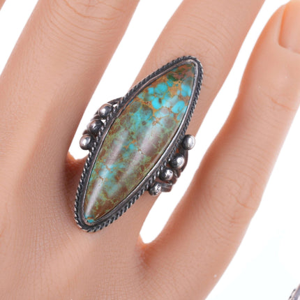 sz7 30's - 40's #8 Turquoise Native American silver ring - Estate Fresh Austin